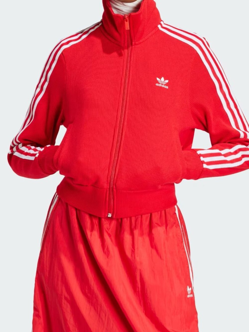 Adidas Originals Women's Red White Adicolor Knit Track Top Size Medium IY7277